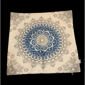 Set of 2 Calitime Pillow Covers 16” Mandela in Blues Greys